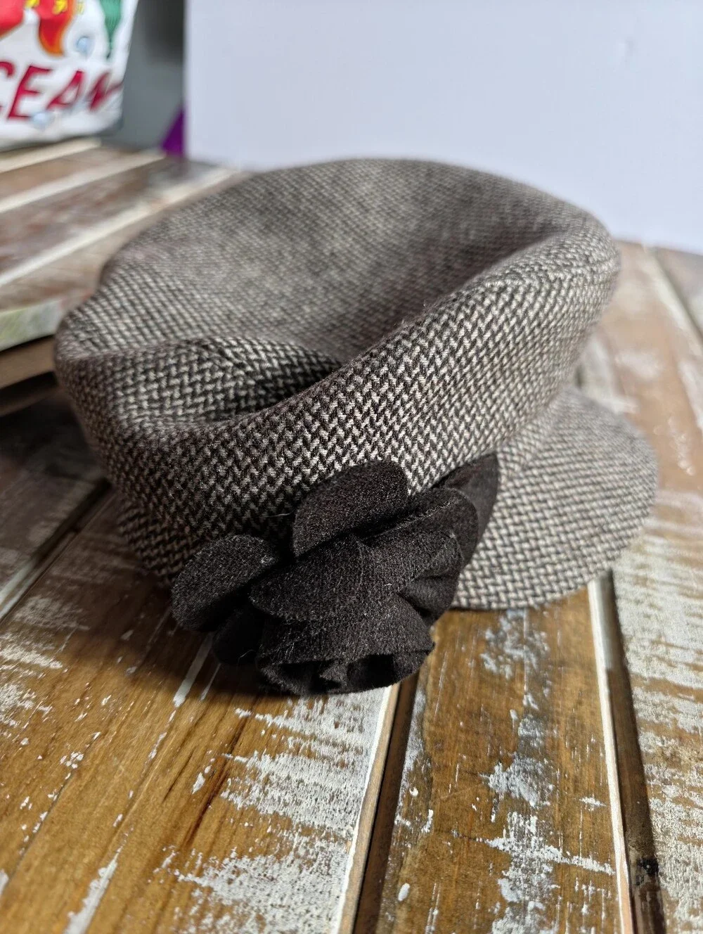 Classic Brown Tweed Women's Baker Boy Hat